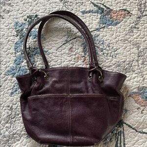 Tignanello Plum Leather Shoulder Bag